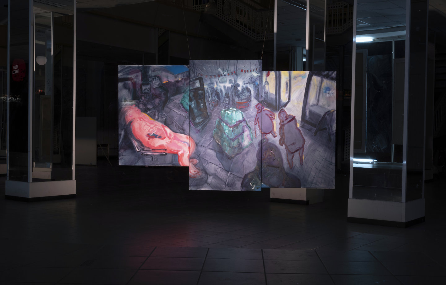 ohne Titel, 180 x 300 cm, Öl auf Leinwand, 2019, Ausstellungsansicht <I>Spanne</I> 2020